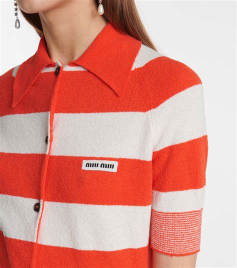 miu miu striped cotton cardigan|miu michu shoes.